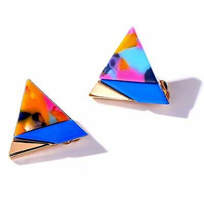 Korean Colorful Triangle Women's Huggie Ear Clip On Earrings