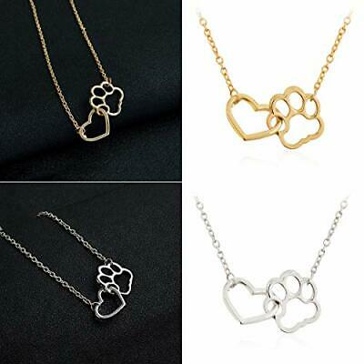 Maya's Grace Paw Print Necklace Dog Cat Animal Lover Fur Baby Heart Lariat Gift