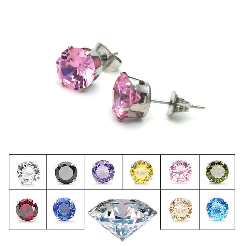 Stainless Steel Any Color Crystal Gem Luxury Fashion Stud Design Womens Earrings