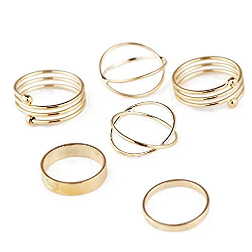 6 Piece Gold Finger Ring Set