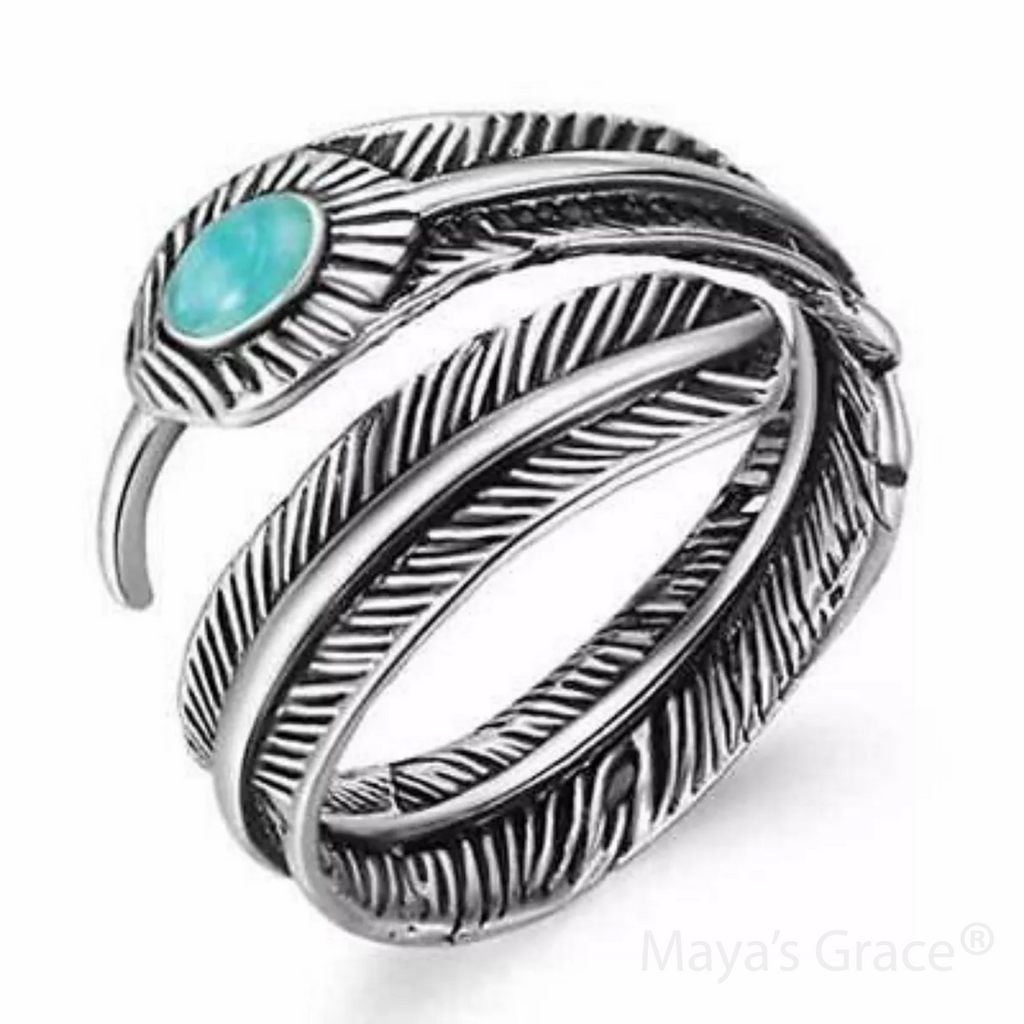 Maya's Grace Adjustable Feather Ring for Women