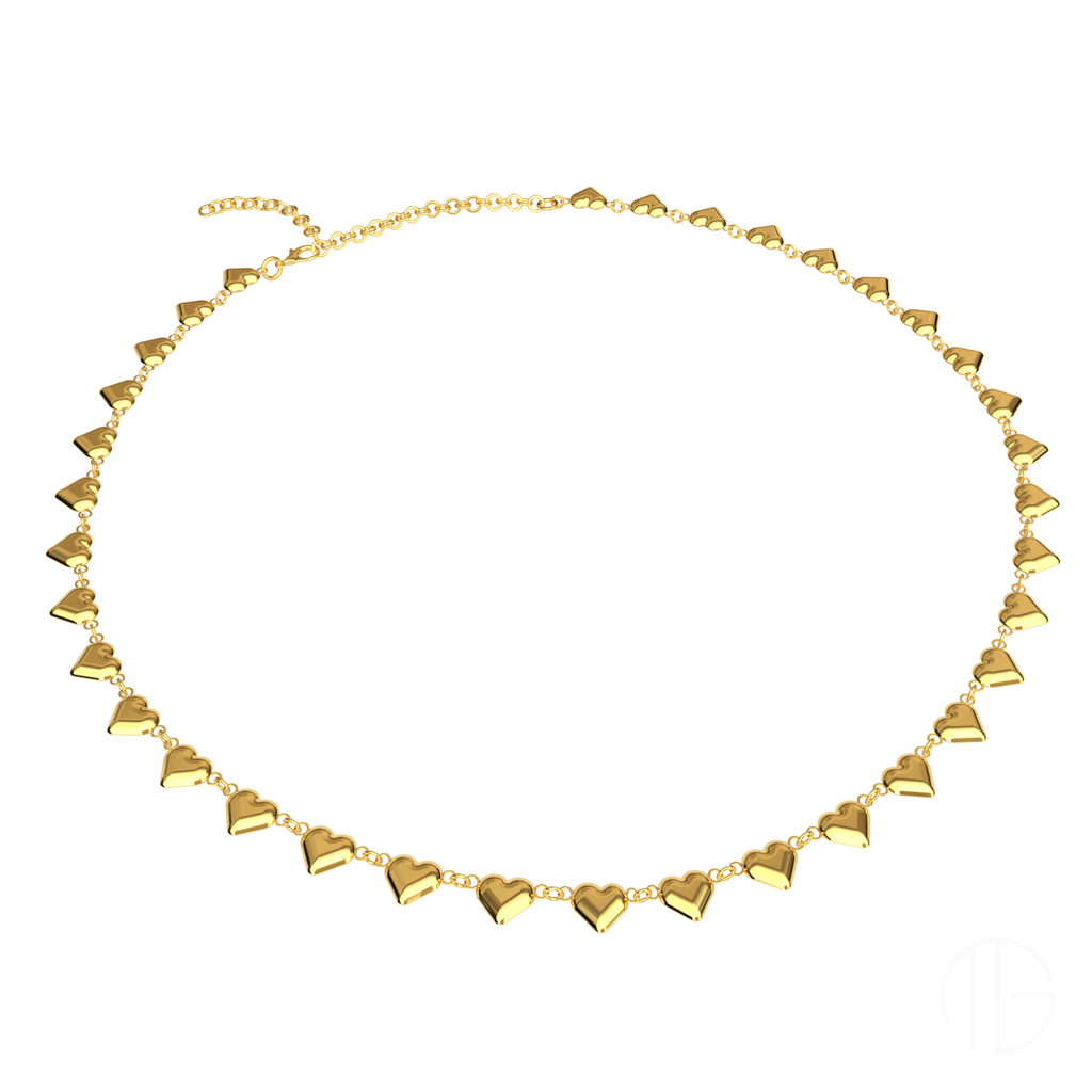 Maya's Grace Small Hearts Choker Necklace for Women, Gold and Silver Plated