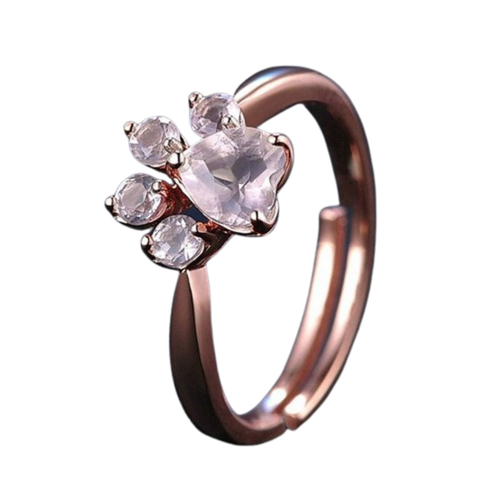 Maya's Grace Adjustable Crystal Zircon Paw Print Ring for Women