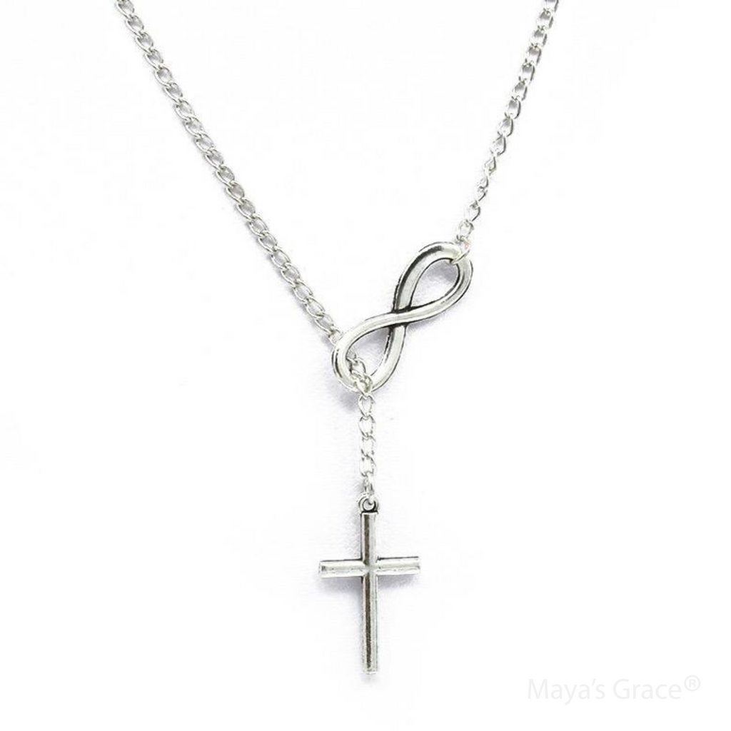 Maya's Grace Infinity Cross Necklace for Women, with Adjustable Cross Pendant Birthday Gift for Women