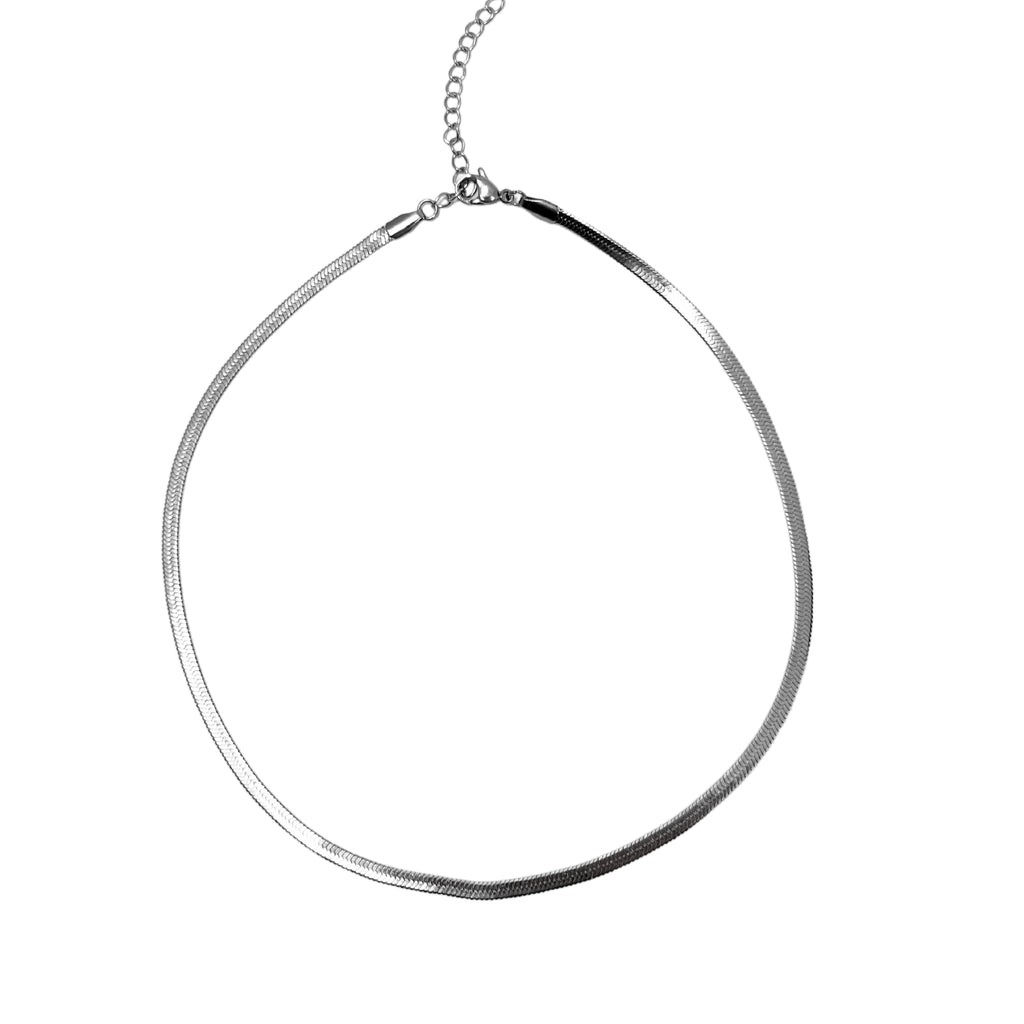 Maya's Grace Silver Snake Chain Necklace - Sleek and Stylish