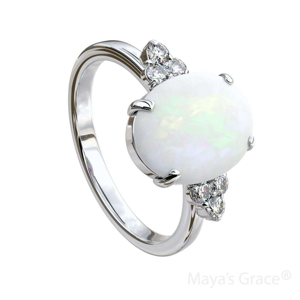 Maya's Grace Opal Ring for Women, Fire Opal-Inspired with Rhinestone Accents