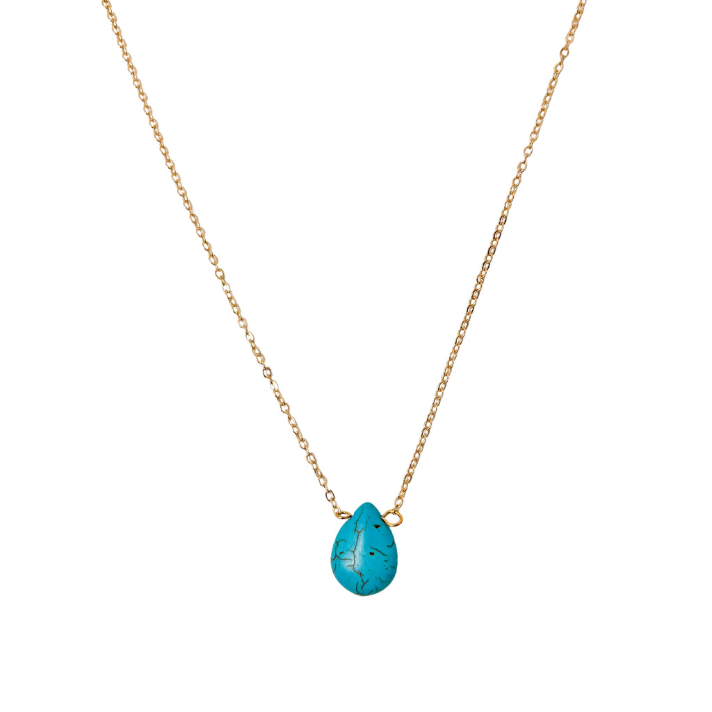 Maya's Grace Gold Oval Turquoise Necklace - Adjustable and Stylish