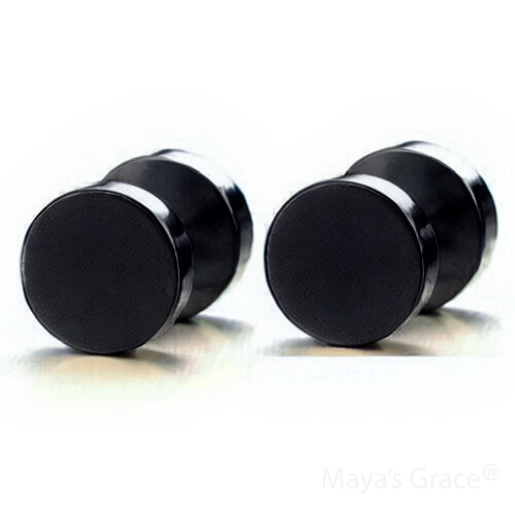 Maya's Grace Round Barbell Dumbbell Flat Back Disc Stud Earrings Unisex