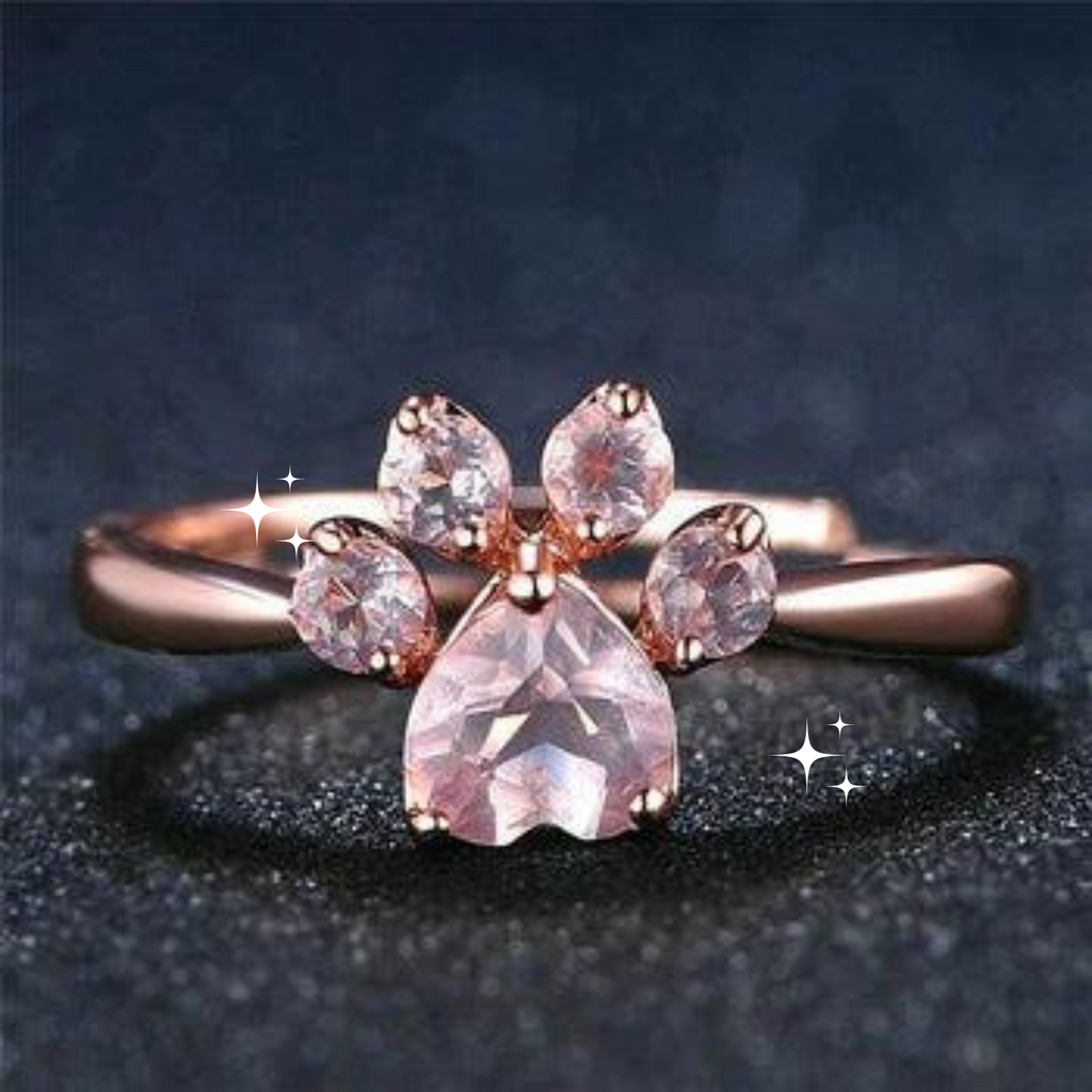 Maya's Grace Adjustable Crystal Zircon Paw Print Ring for Women