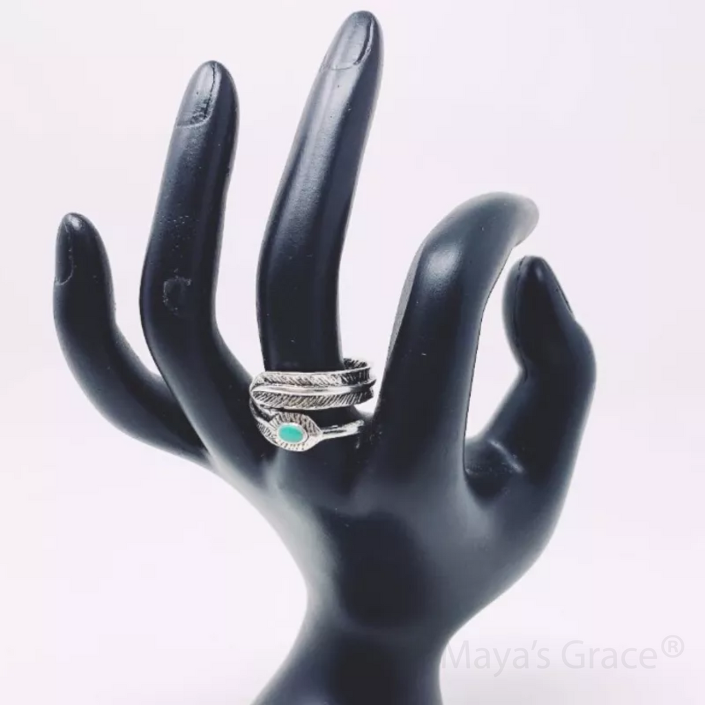 Maya's Grace Adjustable Feather Ring for Women