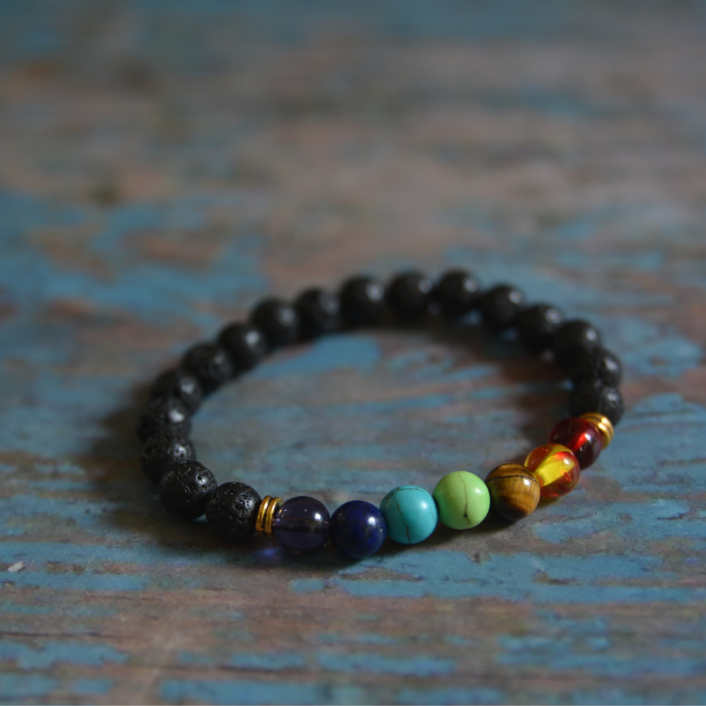 Maya's Grace Black Volcanic Lava Stone Chakra Natural Healing Stone Bracelet