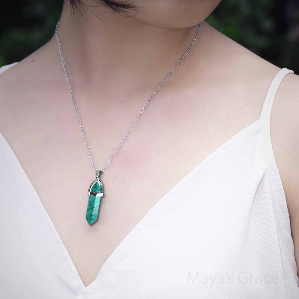 Maya's Grace Gem Stone Quartz Pendant Natural Crystal Necklaces for Women, Girls