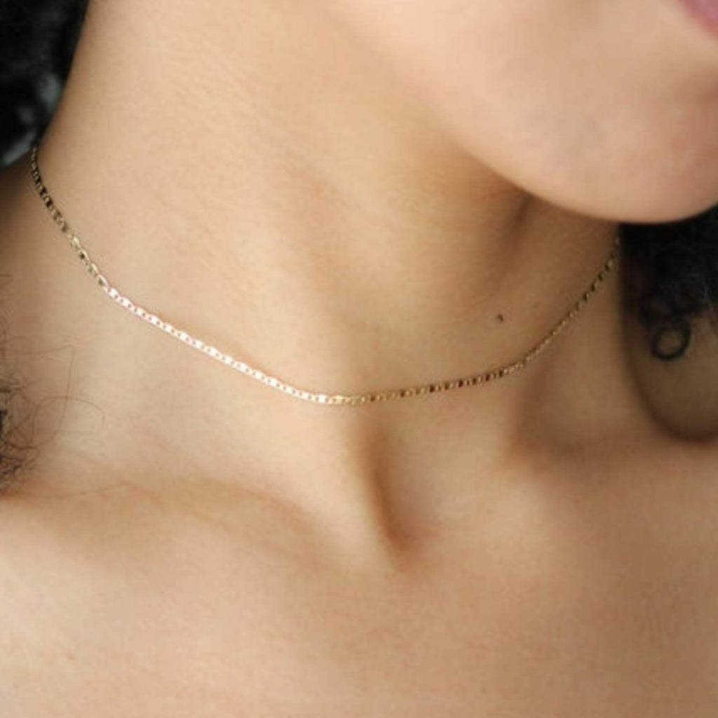 Maya's Grace Dainty Minimalist Choker Necklace for Women, Boho Jewelry, Gold and Silver Plated, Layering Necklace