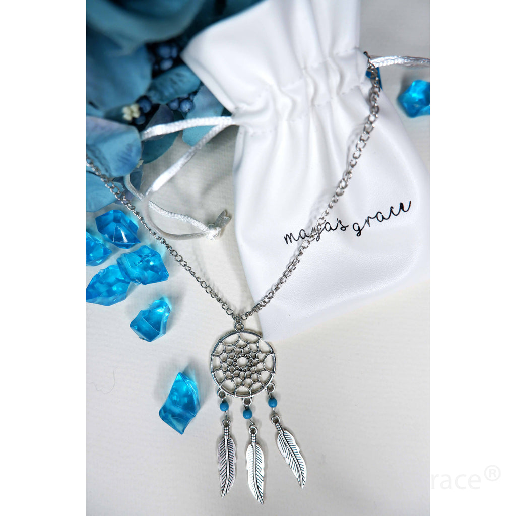 Maya's Grace Dreamcatcher Necklace for Women, Native American Mandala with Lotus and Turquoise Bead