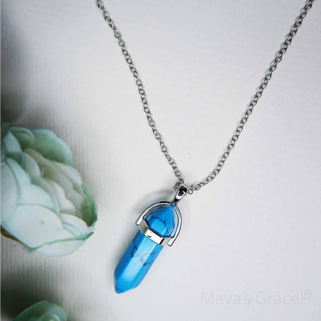 Maya's Grace Gem Stone Quartz Pendant Natural Crystal Necklaces for Women, Girls