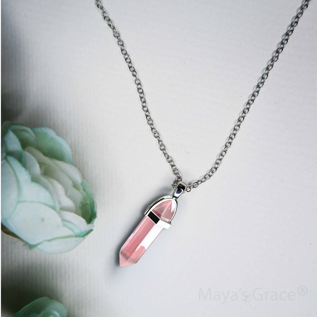 Maya's Grace Gem Stone Quartz Pendant Natural Crystal Necklaces for Women, Girls