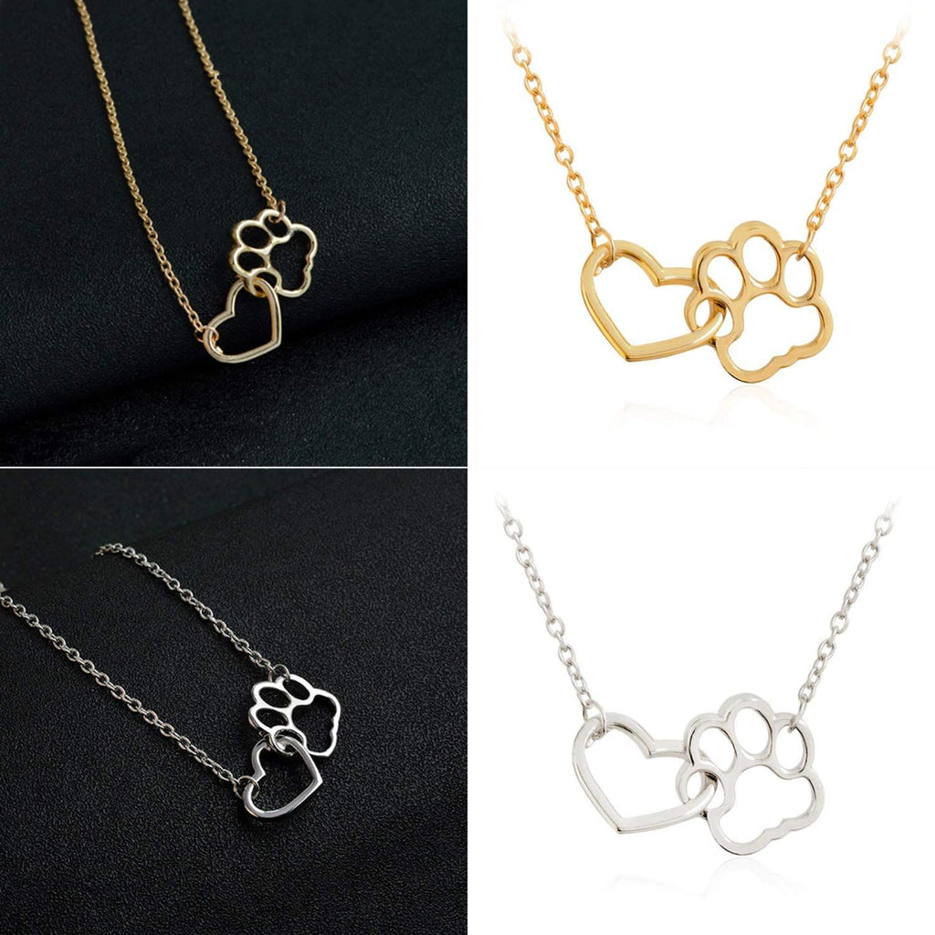 Maya's Grace Paw Print Heart Necklace for Dog and Cat Lovers