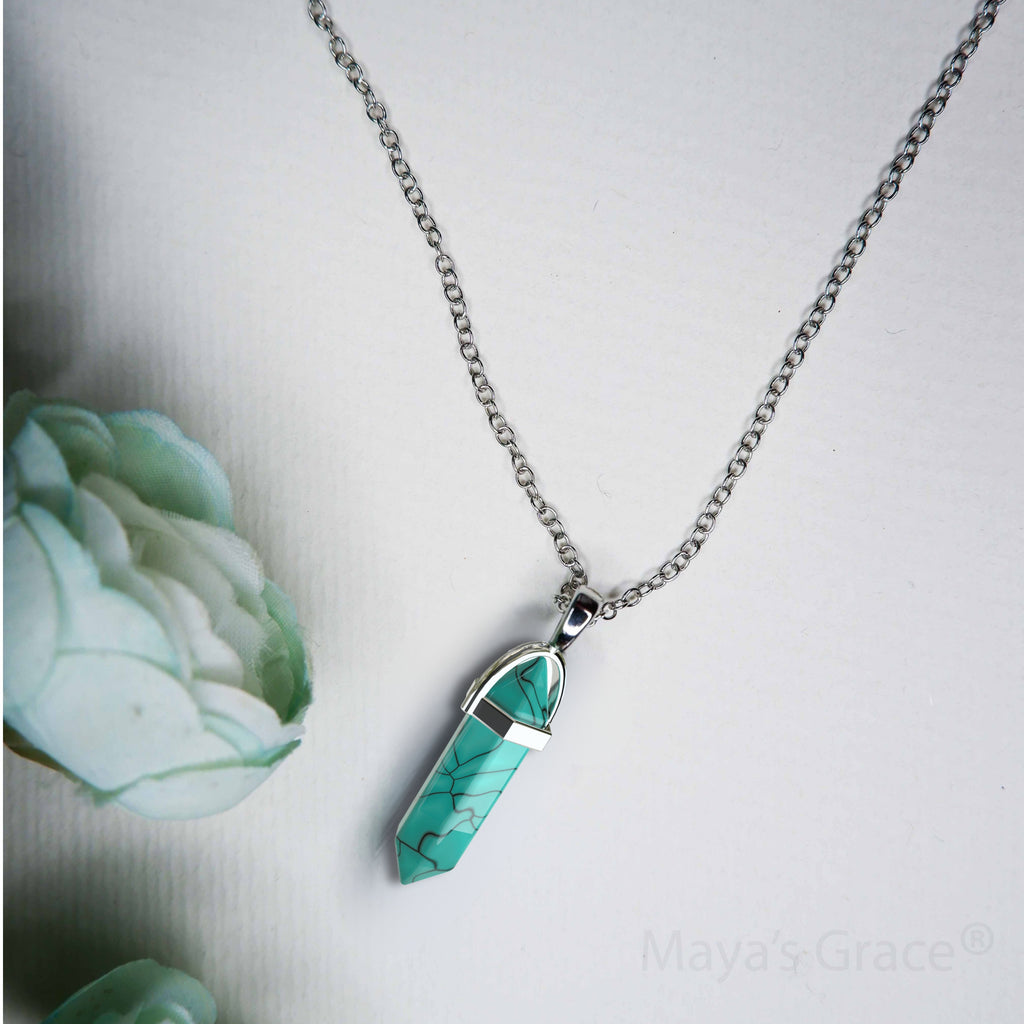 Maya's Grace Gem Stone Quartz Pendant Natural Crystal Necklaces for Women, Girls