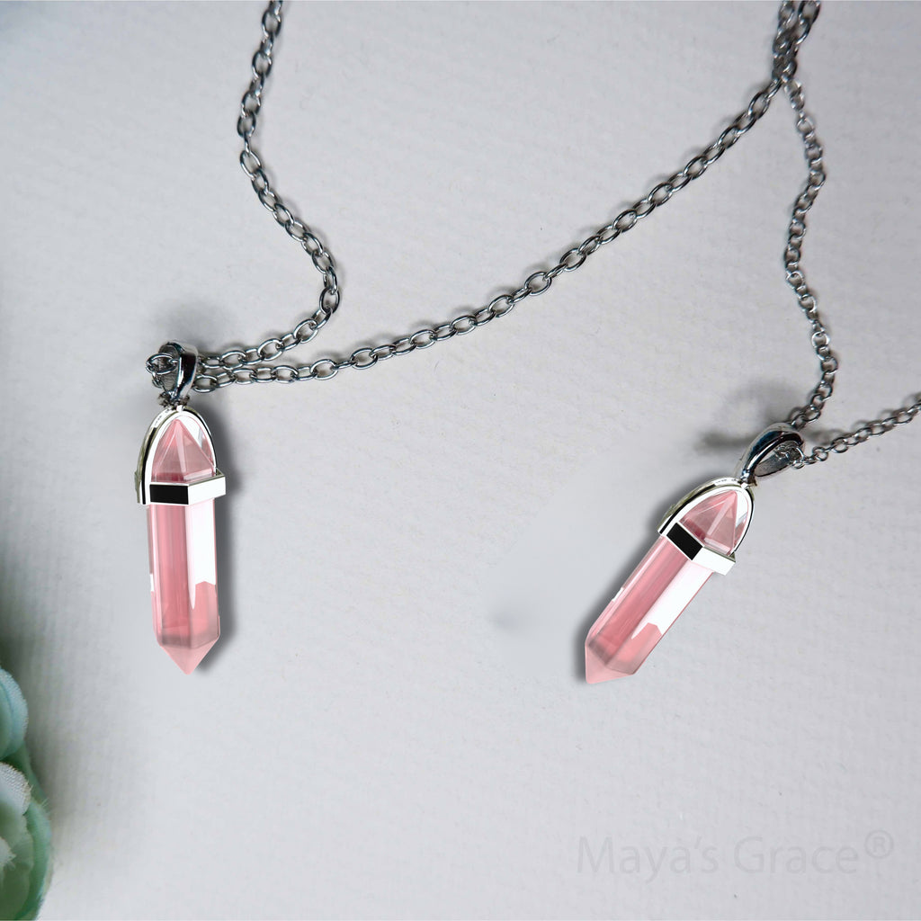 Maya's Grace Gem Stone Quartz Pendant Natural Crystal Necklaces for Women, Girls