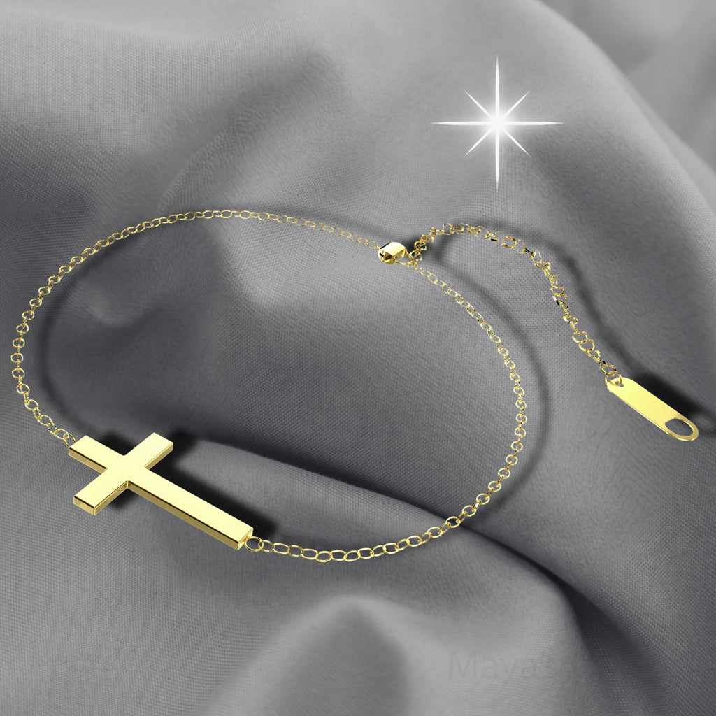 Maya's Grace Adjustable Cross Ankle Bracelet for Women