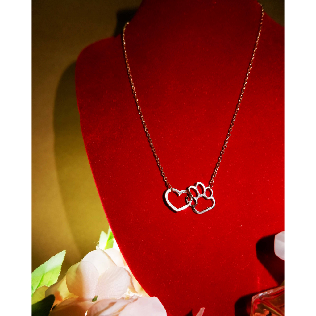 Maya's Grace Paw Print Heart Necklace for Dog and Cat Lovers