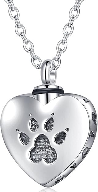 Maya's Grace Love Heart Pet Paw Cremation Urn Necklace Dog Jewelry - Memorial Souvenir Pendant Jewelry for Pet Owners - Special Gift for Pet Lovers