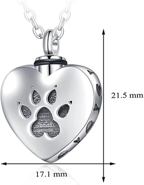 Maya's Grace Love Heart Pet Paw Cremation Urn Necklace Dog Jewelry - Memorial Souvenir Pendant Jewelry for Pet Owners - Special Gift for Pet Lovers