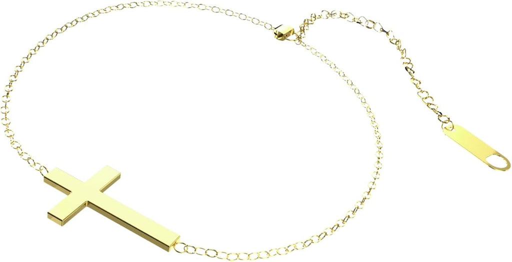 Maya's Grace Ankle Bracelets for Women, Adjustable Cross Bracelets for Couples Available in Gold and Silver