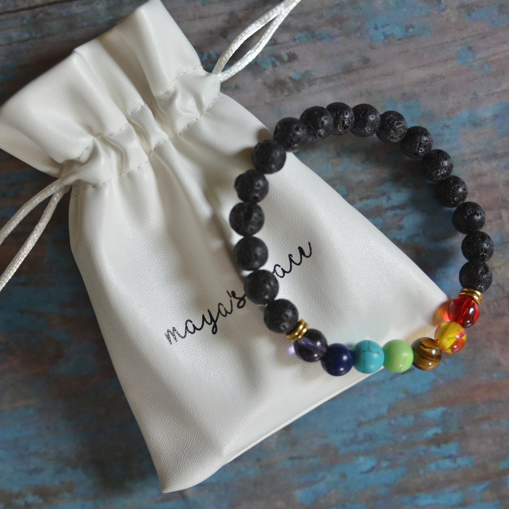 Maya's Grace Black Volcanic Lava Stone Chakra Natural Healing Stone Bracelet