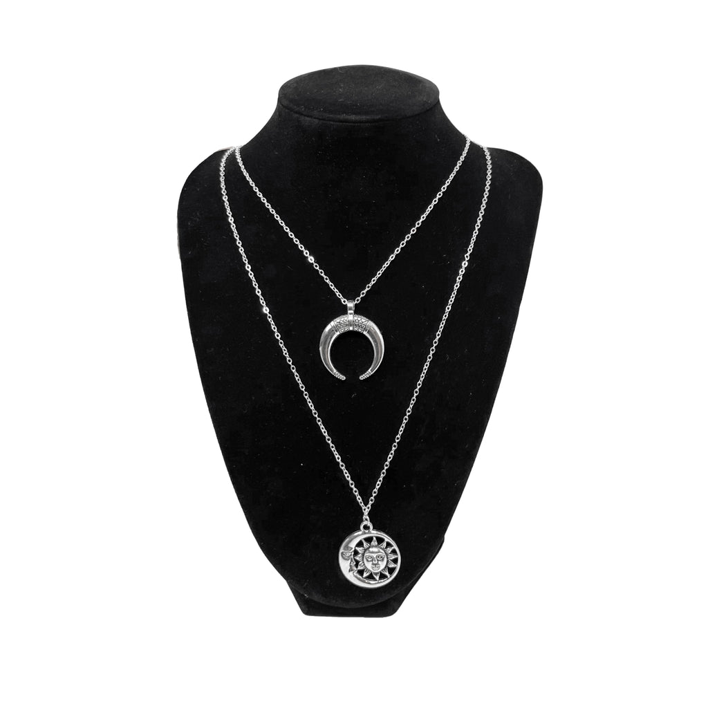 Maya's Grace Sun and Moon Necklace - Adjustable Silver Charm