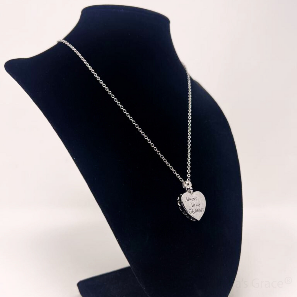 Maya's Grace Paw Print Heart Urn Necklace Dog Memorial Jewelry