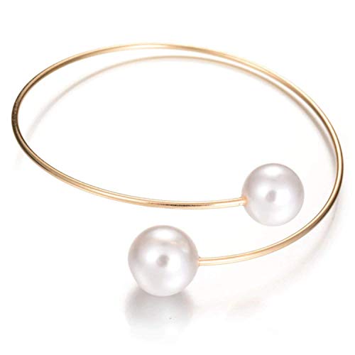 Silver Plated Pearl Crystal Cuff Bangle