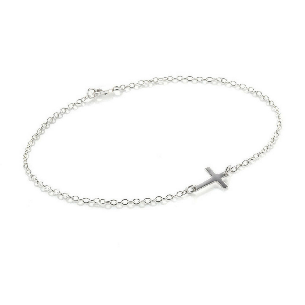 Stainless Steel Cross Anklet Womens Foot Jewelry Silver Cross Ankle Bracelet NEW