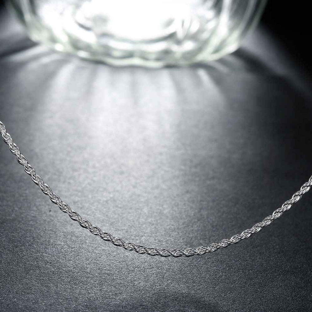 Men's Women's 14K Sterling Silver 925 Plated Thin Short Rope Chain Necklace 24"