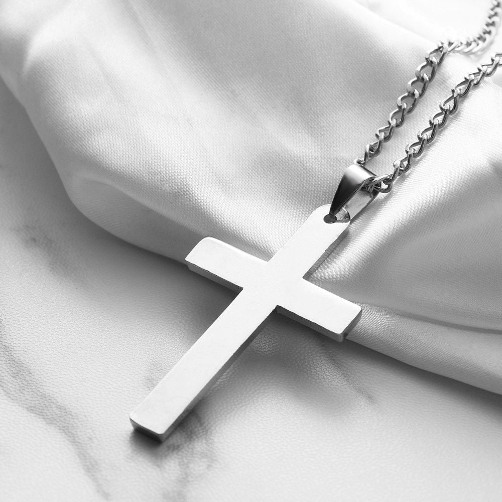 Maya's Grace Stainless Steel Cross Pendant With Chain in Gold Silver and Black Necklace for Women