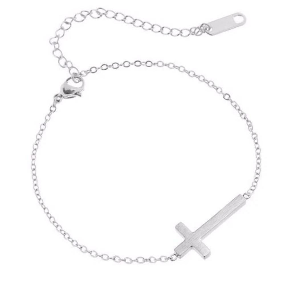 Stainless Steel Cross Anklet Womens Foot Jewelry Silver Cross Ankle Bracelet NEW