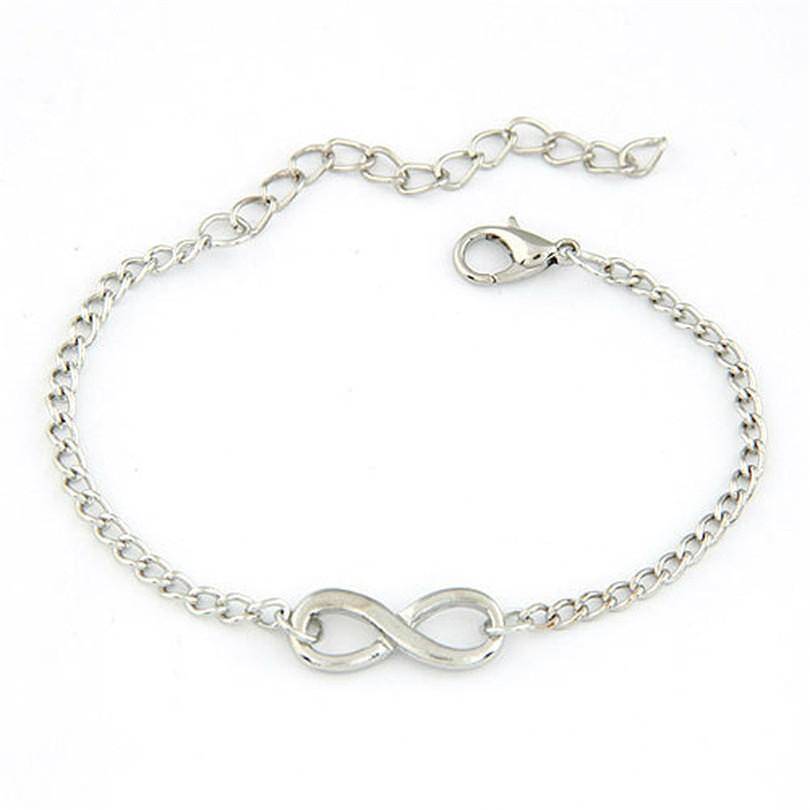 Infinity Love Charm Stainless Chain Womens Beauty Jewelry Silver GoId Bracelet