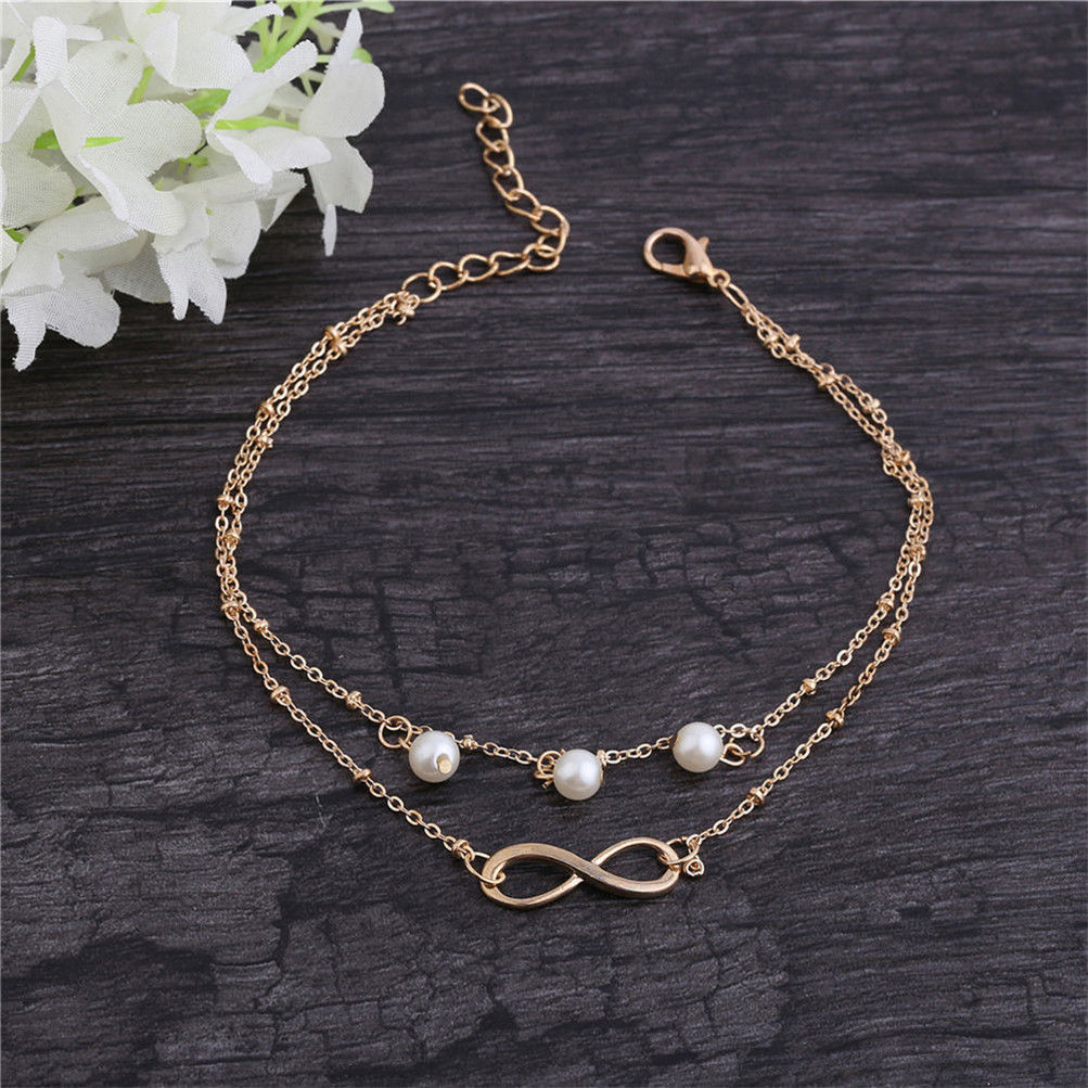 Infinity Love Womens Beauty Jewelry Pearl Charms Anklet Ankle Chain Bracelet