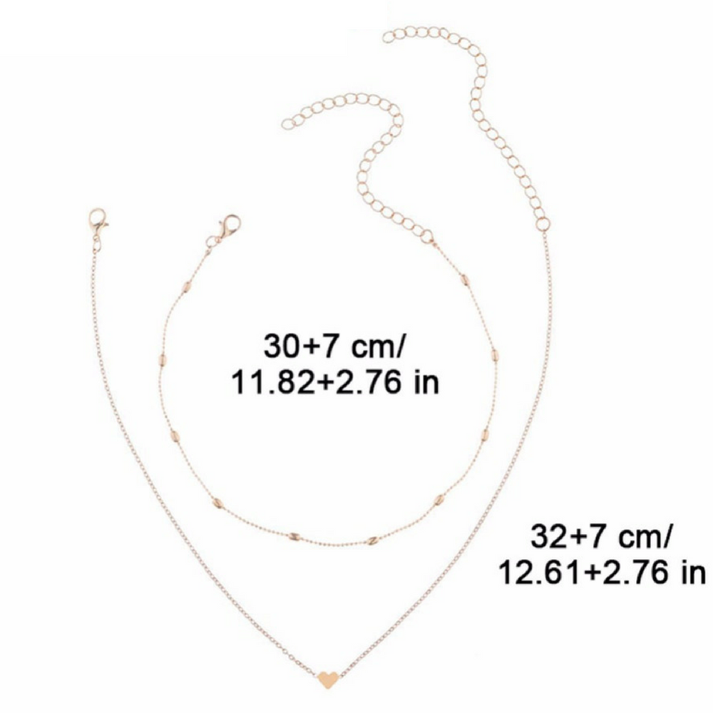 Women Jewelry GF Pendant 925 Silver Gold Heart Choker Chunky Chain Bib Necklace