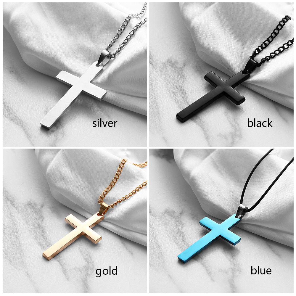 Maya's Grace Stainless Steel Cross Pendant With Chain in Gold Silver and Black Necklace for Women
