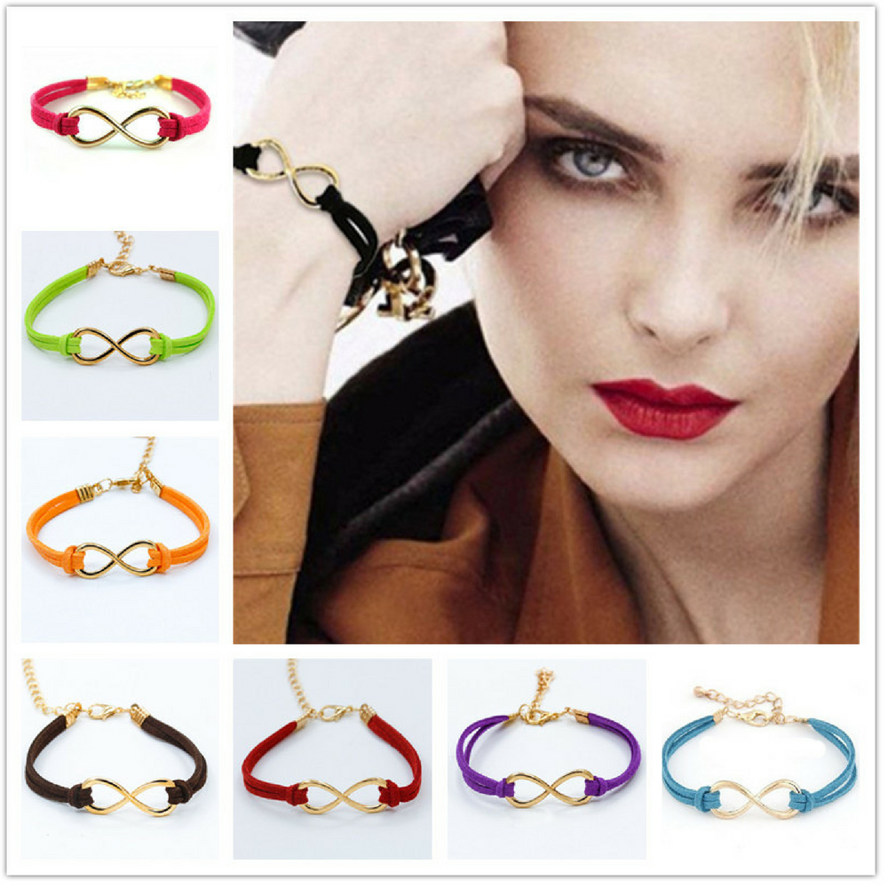 Womens Infinity Bracelets Love Charm Friendship Jewelry Multi Color Leather Gift