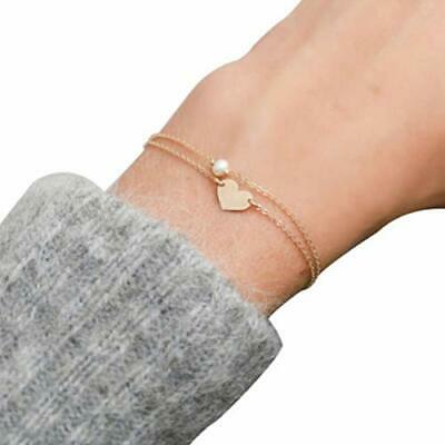 Women Jewelry Pearl Love Heart Flower Crystal Bracelet Bangle Fashion Charm Gift